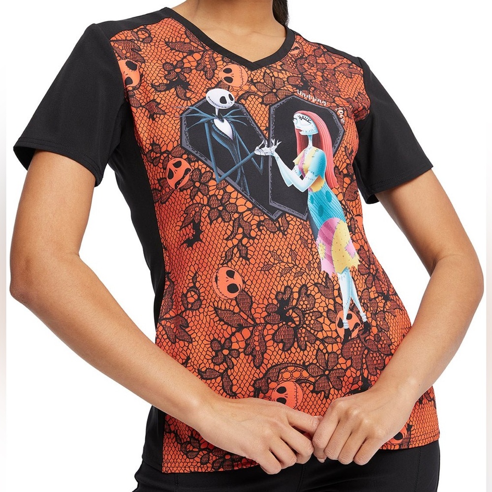 ❤️2/$25❤️ Nightmare Before Christmas Tooniforms Licensed Disney V Neck Scrub Top